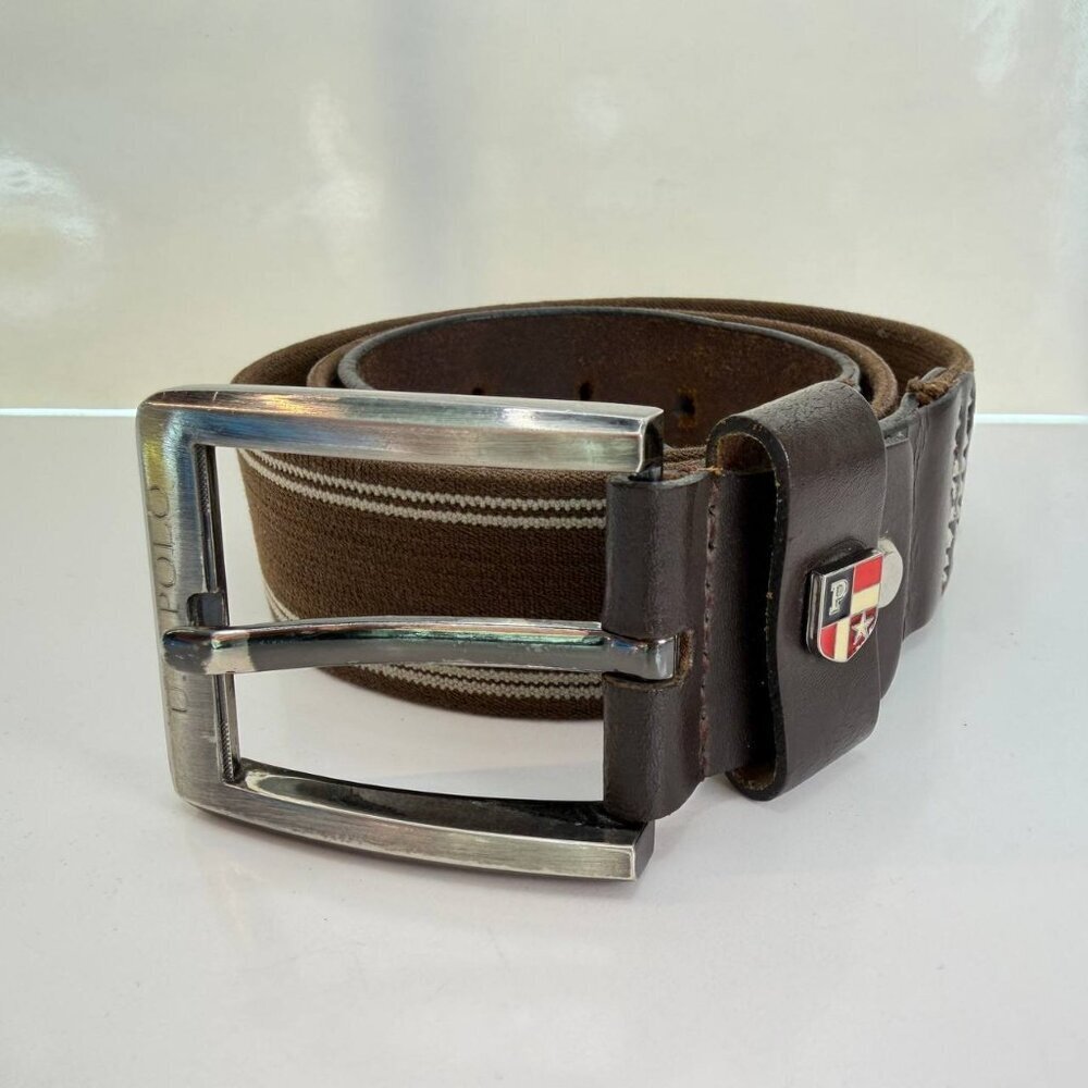 Men’s U.S. Polo Assn. Leather & Canvas Belt - Size 32 - Picture 3 of 13